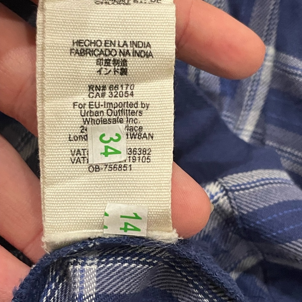 Free people blue darling Diana lace plaid shirt - Picture 4 of 6